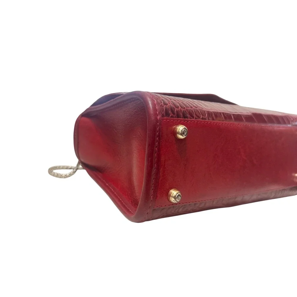Brighton‎ Crossbody Bag Womens Small Burgundy Croco Leather Excellent Filigree